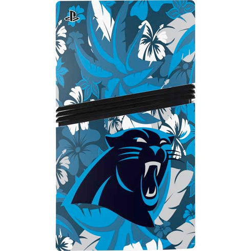 NFL Carolina Panthers Tropical Print PS5 Pro Disk Console Skin