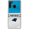 NFL Carolina Panthers White Striped Galaxy A21 Clear Case