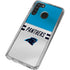 NFL Carolina Panthers White Striped Galaxy A21 Clear Case