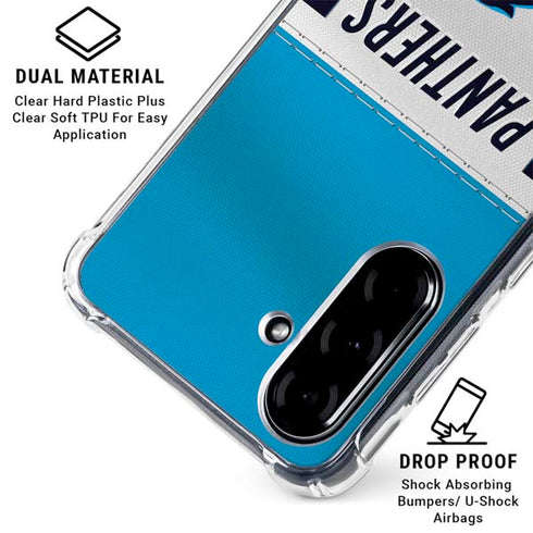 NFL Carolina Panthers White Striped Galaxy A36 5G Clear Case