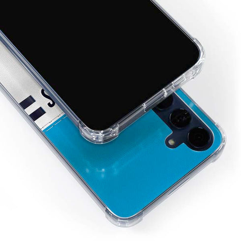 NFL Carolina Panthers White Striped Galaxy A55 5G Clear Case