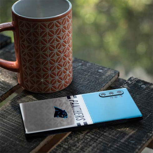 NFL Carolina Panthers White Striped Galaxy Note 10 Plus Skin