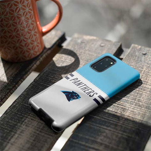 NFL Carolina Panthers White Striped Galaxy S20 Plus Pro Case