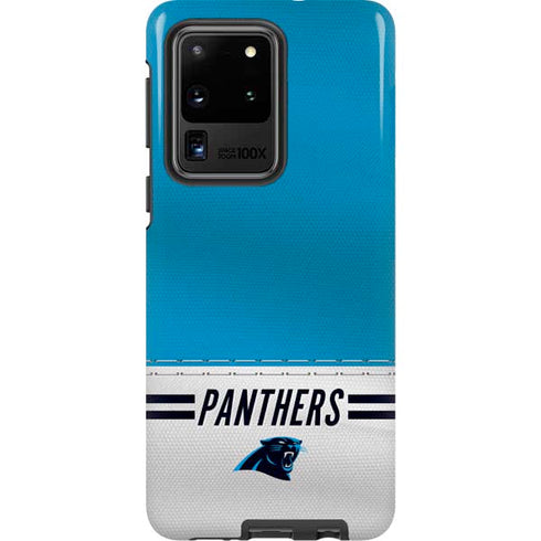 NFL Carolina Panthers White Striped Galaxy S20 Ultra 5G Pro Case