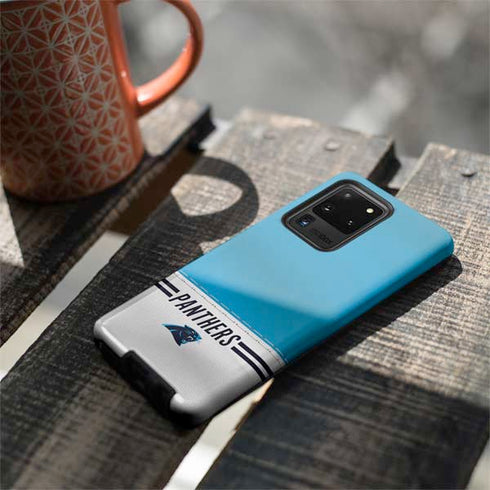 NFL Carolina Panthers White Striped Galaxy S20 Ultra 5G Pro Case
