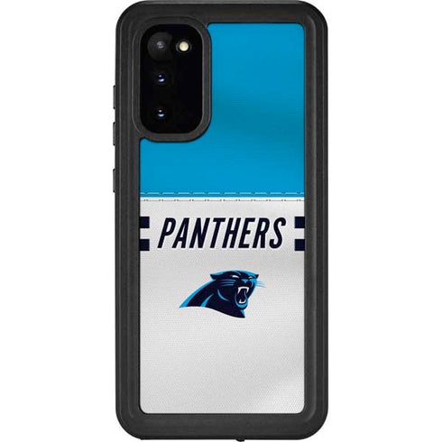 NFL Carolina Panthers White Striped Galaxy S20 Waterproof Case