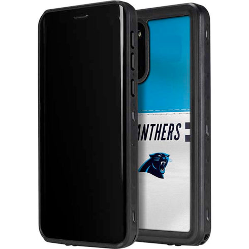 NFL Carolina Panthers White Striped Galaxy S20 Waterproof Case