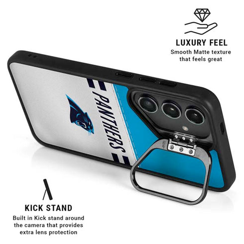 NFL Carolina Panthers White Striped Galaxy S24 FE Kickstand Case