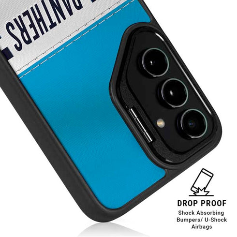 NFL Carolina Panthers White Striped Galaxy S24 FE Kickstand Case