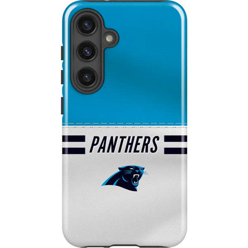 NFL Carolina Panthers White Striped Galaxy S25 Plus Impact Case
