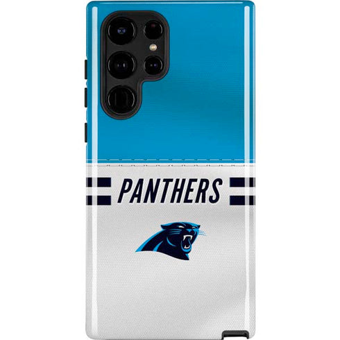NFL Carolina Panthers White Striped Galaxy S25 Ultra Impact Case