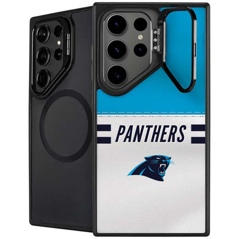 NFL Carolina Panthers White Striped Galaxy Cases