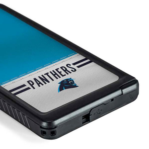 NFL Carolina Panthers White Striped Galaxy S24 Ultra Waterproof Case