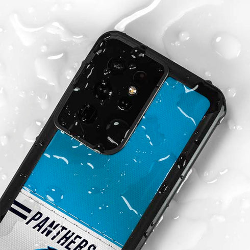 NFL Carolina Panthers White Striped Galaxy S24 Ultra Waterproof Case