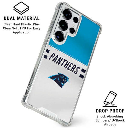 NFL Carolina Panthers White Striped Galaxy S25 Ultra Clear Case