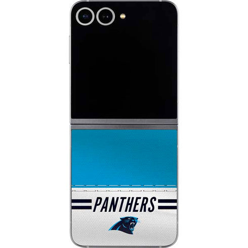 NFL Carolina Panthers White Striped Galaxy Z Flip6 Skin