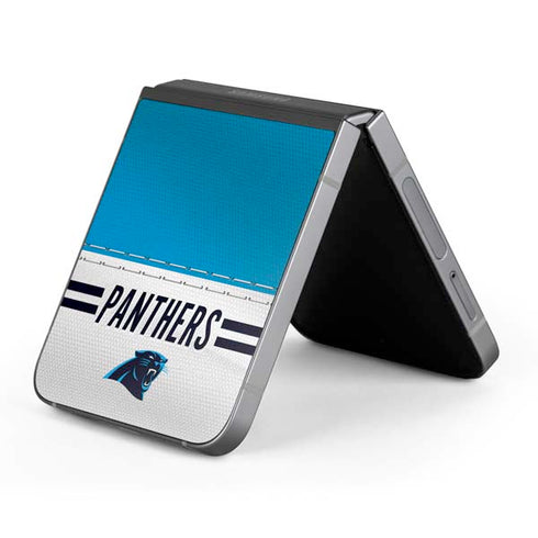NFL Carolina Panthers White Striped Galaxy Z Flip6 Skin