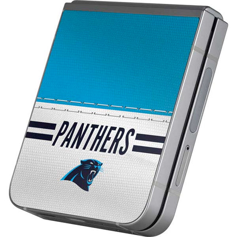 NFL Carolina Panthers White Striped Galaxy Z Flip6 Skin
