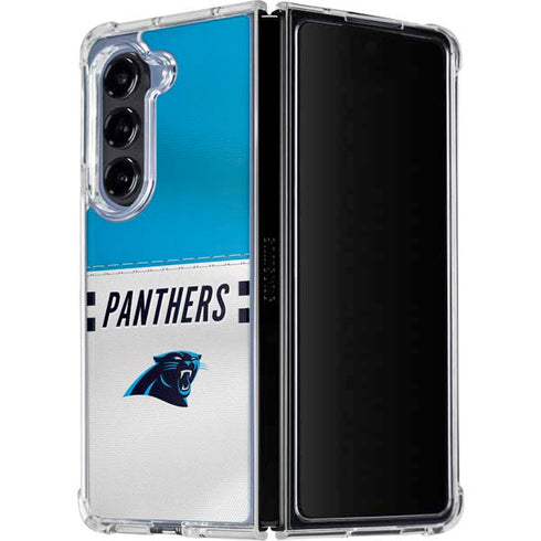 NFL Carolina Panthers White Striped Galaxy Z Fold5 5G Clear Case
