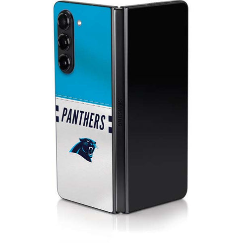 NFL Carolina Panthers White Striped Galaxy Z Fold5 5G Skin