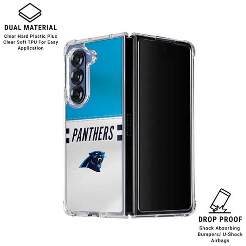 NFL Carolina Panthers White Striped Galaxy Z Fold6 Clear Case