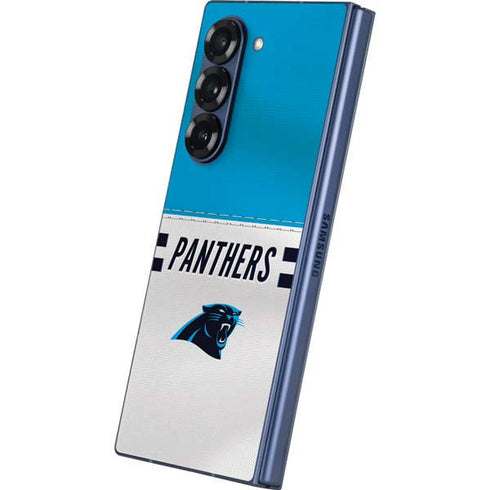 NFL Carolina Panthers White Striped Galaxy Z Fold6 Skin