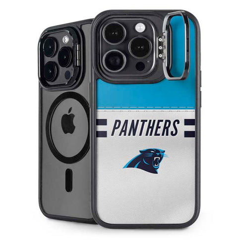 NFL Carolina Panthers White Striped iPhone 14 Pro Kickstand Case