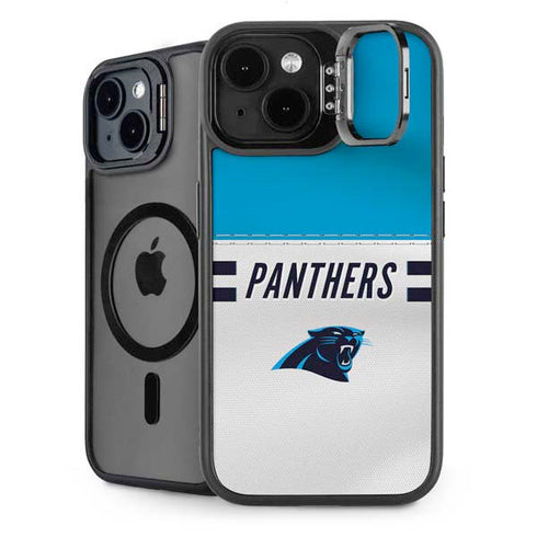 NFL Carolina Panthers White Striped iPhone 15 Kickstand Case