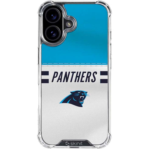 NFL Carolina Panthers White Striped iPhone 16 Clear Case