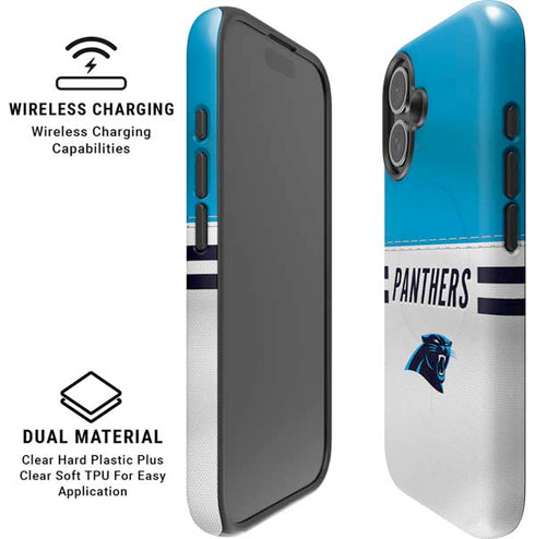 NFL Carolina Panthers White Striped iPhone 16 Magsafe Impact Case