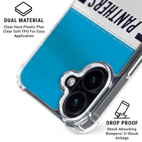 NFL Carolina Panthers White Striped iPhone 16 Plus Clear Case