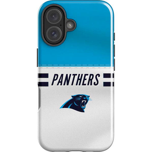 NFL Carolina Panthers White Striped iPhone 16 Plus Impact Case