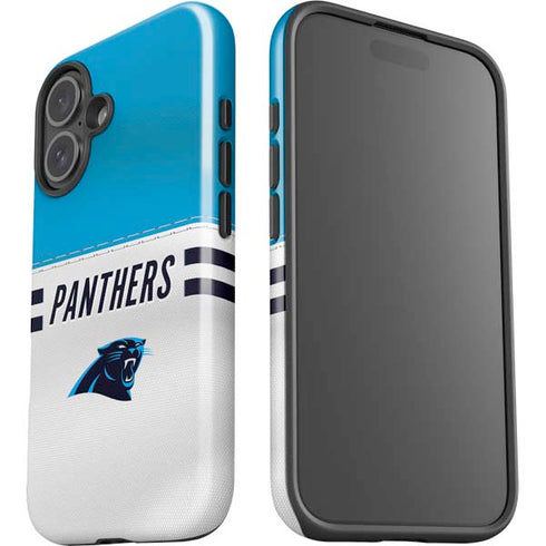 NFL Carolina Panthers White Striped iPhone 16 Plus Impact Case
