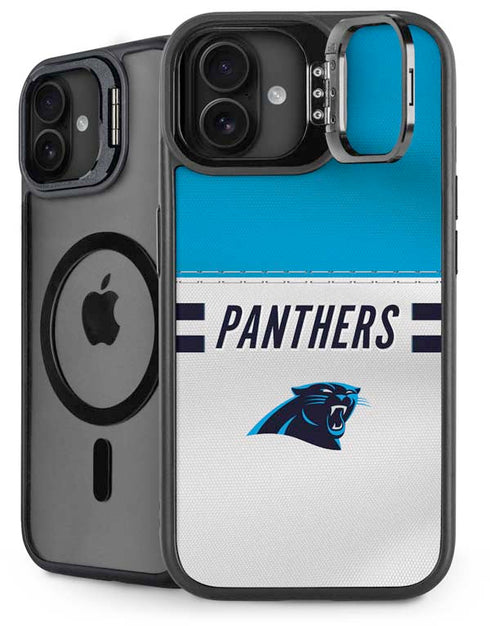 NFL Carolina Panthers White Striped iPhone 16 Plus Kickstand Case