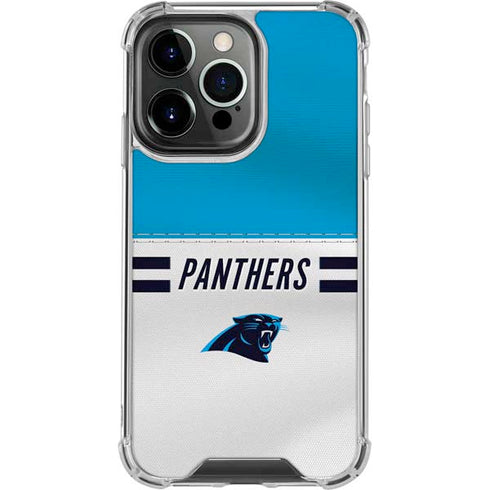 NFL Carolina Panthers White Striped iPhone 16 Pro Clear Case