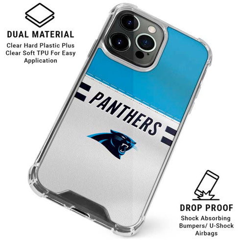 NFL Carolina Panthers White Striped iPhone 16 Pro Clear Case
