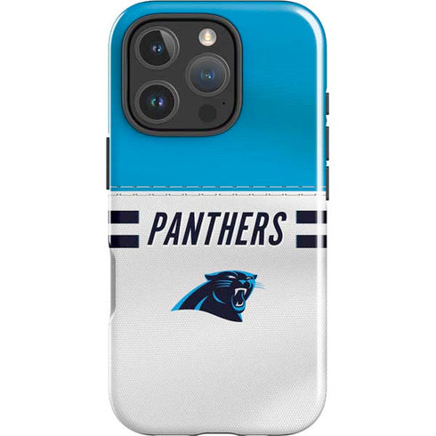 NFL Carolina Panthers White Striped iPhone 16 Pro Impact Case
