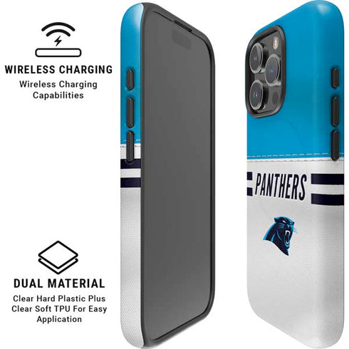 NFL Carolina Panthers White Striped iPhone 16 Pro Max Magsafe Impact Case