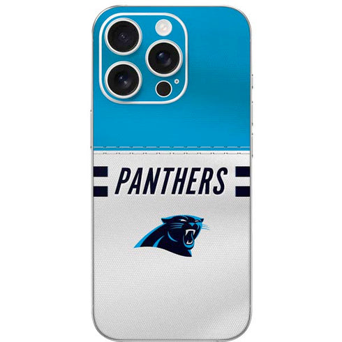 NFL Carolina Panthers White Striped iPhone 16 Pro Skin