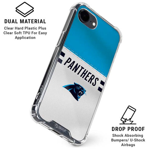 NFL Carolina Panthers White Striped iPhone 16e Clear Case