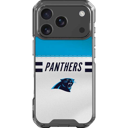 NFL Carolina Panthers White Striped iPhone 18 Pro Clear Case