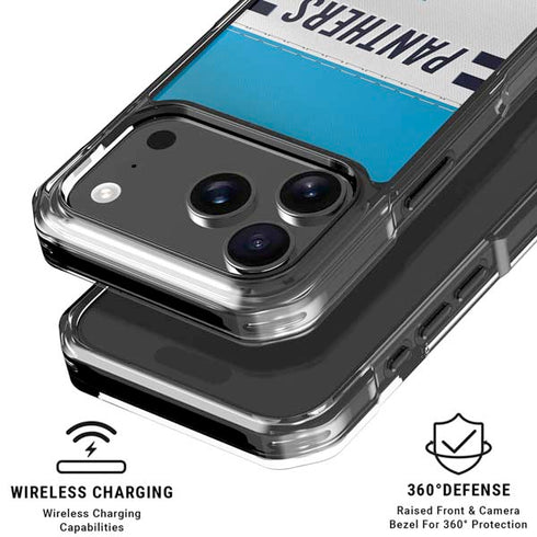 NFL Carolina Panthers White Striped iPhone 18 Pro Clear Case