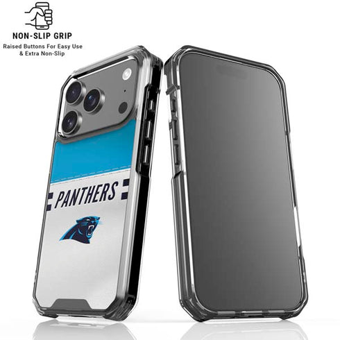 NFL Carolina Panthers White Striped iPhone 18 Pro Clear Case