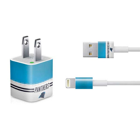 NFL Carolina Panthers White Striped iPhone Charger (5W USB) Skin