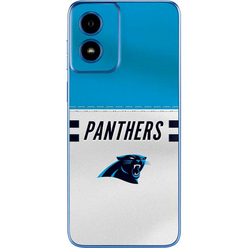 NFL Carolina Panthers White Striped Moto G Play 4G (2024) Skin