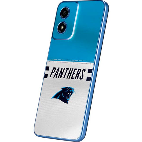 NFL Carolina Panthers White Striped Moto G Play 4G (2024) Skin