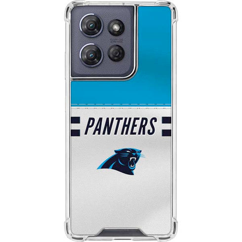 NFL Carolina Panthers White Striped Moto G Play 5G (2025) Clear Case