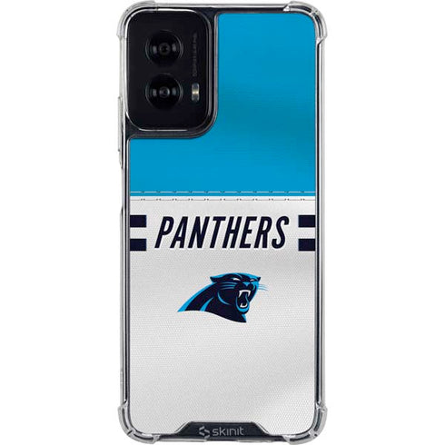 NFL Carolina Panthers White Striped Moto G Power 5G (2024) Clear Case