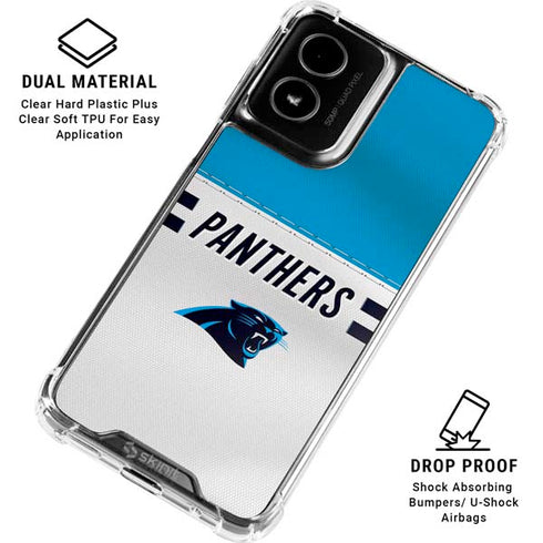 NFL Carolina Panthers White Striped Moto G Power 5G (2024) Clear Case
