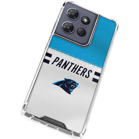 NFL Carolina Panthers White Striped Moto G Power 5G (2025) Clear Case